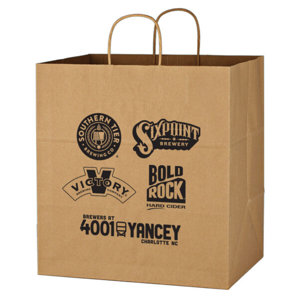 Artisanal Brewing Ventures Multi-Logo 14" x 15" Brown Shopping Bag Kraft
